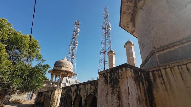 Historic Medieval  Well Featuring Decorative Pavilions and Ornate Domes in the Heritage Town of Mandawa Rajasthan