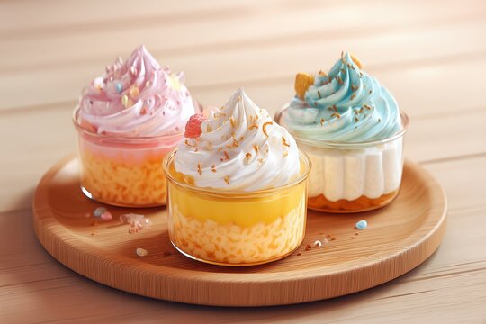 Decadent Delight: Whipped Cream-Topped Mini Cupcakes with Sprinkles and Jello