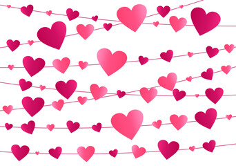 Background for valentines day with garlands of hearts