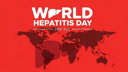 World hepatitis day illustration featuring a world map and the date of july twenty eighth