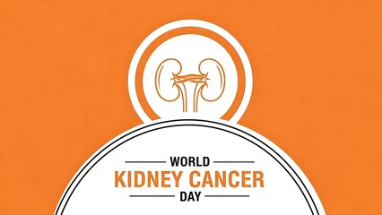 World kidney cancer day awareness ribbon with a stylized depiction of human kidneys inside