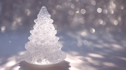 Frosted Glass Christmas Tree &ndash; Minimalist Luxury with Text Overlay Friendly Design.