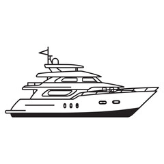 Elegant luxury motor yacht cruising along the sunny coastline.