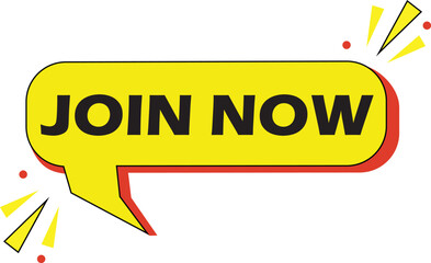 Join Now Bubble Vector, Yellow Speech Bubble Vector for Marketing