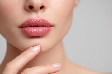 Closeup of a Young Woman's Lips: A Grey Toned Portrait Highlighting Collagen Enhancement and a Flawless Look