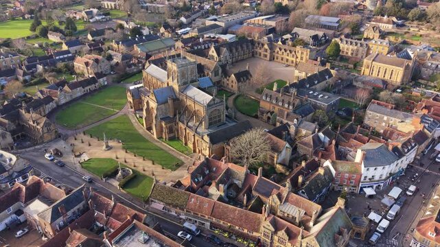 Aerial View of beautiful village of Sherborne, Dorset, England