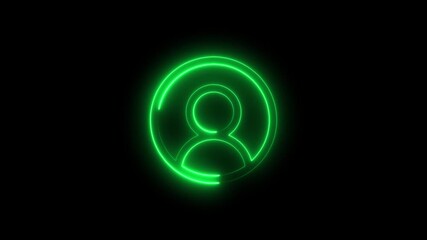 Glowing green neon user profile on black background for user interface and digital identity representation - Powered by Adobe