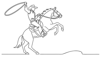 Fototapeta premium Cowboy riding horse with lasso in action