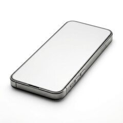 Modern smartphone mockup with blank white screen isolated on white