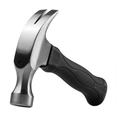 Steel claw hammer with rubber handle isolated on white background