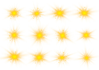 Glowing blue star shines with intense flash effect. Optical light rays spread smoothly on black background. Vector illustration for creative compositions and digital media.