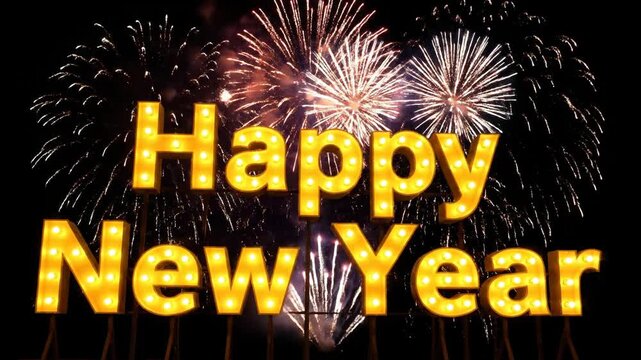 Happy New Year Fireworks Celebration Night.