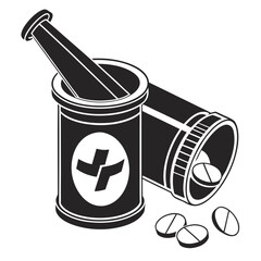 illustration of a tin can with lid, Pharmacy Icon