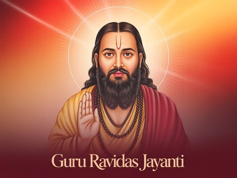 Guru ravidas jayanti celebration with a spiritual leader portrait illustration