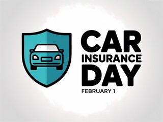 Car insurance day logo with shield and vehicle on white background