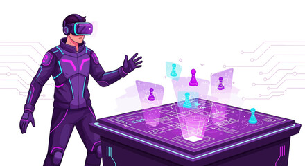 Futuristic virtual board game experience using innovative vr technology and holographic visuals