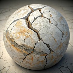 Macro view of cracked marble stone revealing intricate textures and colors in dry landscape