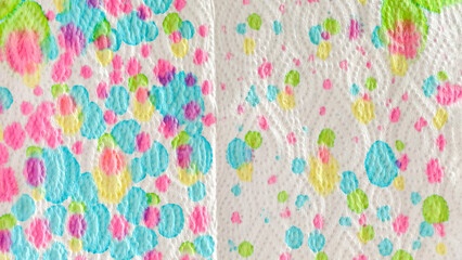 Art learning for kindergarten children Colorful splashes on tissue form patterns