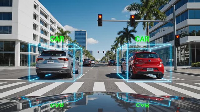 Autonomous vehicle navigation system detecting cars on the road