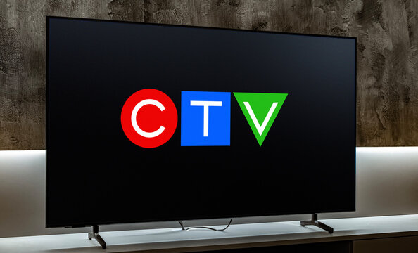 Flat-screen TV set displaying logo of CTV Television Network