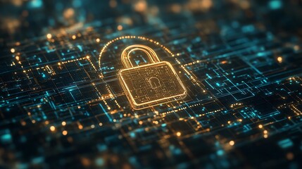 Digital padlock representing security and protection for online information