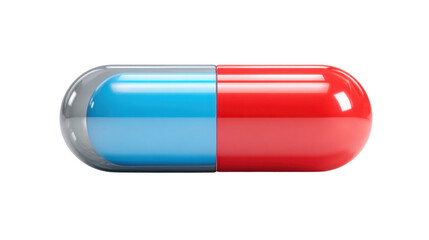 Red and blue medical capsule pill healthcare pharmacy medicine treatment pharmaceutical concept realistic 3D illustration isolated on white background