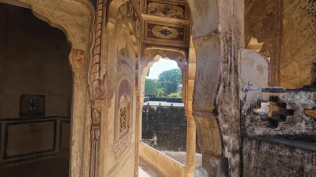 Magnificent Poddar Chhatri Featuring Ornate Stone Pillars and Decorative Domes at the Historic Memorial Site in Ramgarh Rajasthan