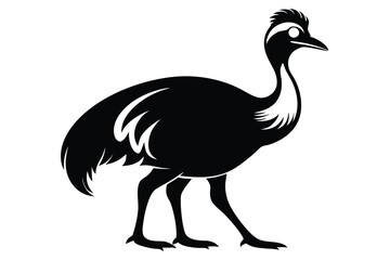 Obraz premium cassowary silhouette line art vector illustration with a white background