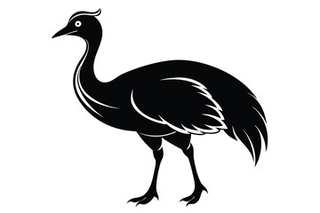 Obraz premium cassowary silhouette line art vector illustration with a white background