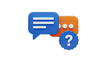 3D Chat Bubbles with Question Mark - Communication Concept