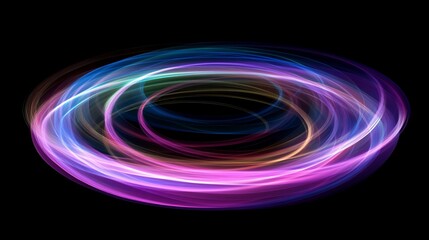 Abstract swirling light trails, dark background, energy, design