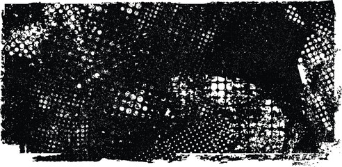 Glitch distorted geometric shape . Noise destroyed logo . Trendy defect error shapes . Glitched frame .Grunge textured . Distressed effect .Vector shapes with a halftone dots screen print texture.