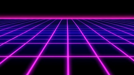 Retro grid landscape, neon glow, digital horizon, 80s style, futuristic background, website design