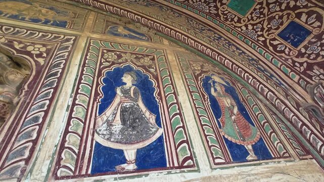 Historic Rajasthani Chhatris ( memorials )Decorated with Vibrant Frescoes and Traditional Artistry Showcasing the Grandeur and Honour of a Medieval Ramgarh Rich Family