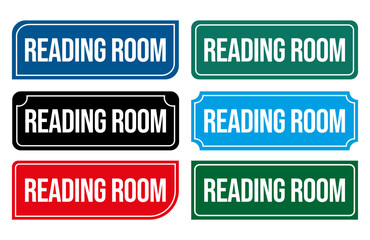 Reading Room Door Sign Illustration Printable Door Signs for quiet reading and study environments.