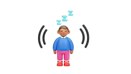 3D Cartoon Person Sleeping with Sound Waves