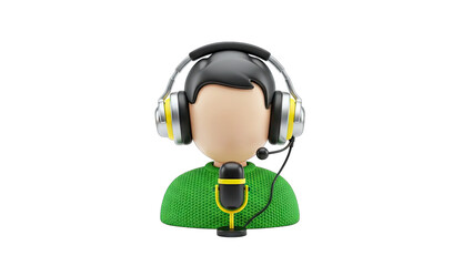 3D Cartoon Support Agent with Headset and Microphone