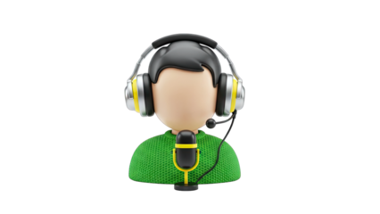 3D Cartoon Support Agent with Headset and Microphone