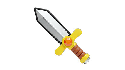 3D Cartoon Sword Isolated on White Background