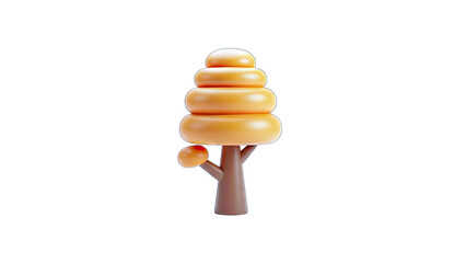 3D Cartoon Tree on White Background