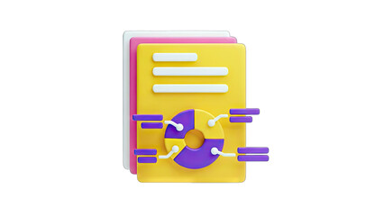 3D Chart on Documents: Data Analysis Concept