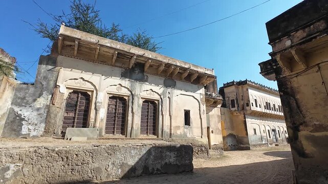 Exploring the exterior of Narayan Niwas Castle Fort, Mahensar, Rajasthan