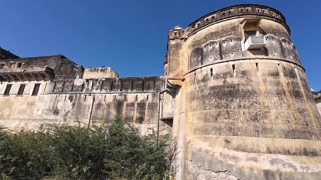Historic Narayan Niwas Castle Fort exterior in Mahensar, Rajasthan