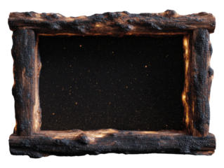 Rustic wooden frame with cosmic starry background