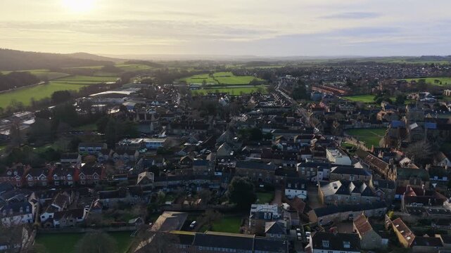 Aerial View of beautiful village of Sherborne, Dorset, England
