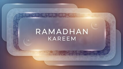 Celebrating Ramadhan Kareem with festive lights and layered transparent graphics