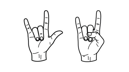 Obraz premium Two hands making the rock on sign a bold graphic silhouette