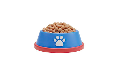 3D Render of Blue Pet Food Bowl Filled with Kibble