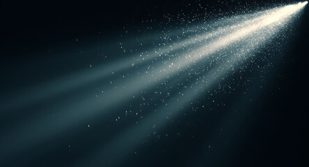 spotlight , Blue lens flare beam with subtle light scattering and glow overlay isolated on black background