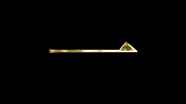 Gold Kanji numerals &ldquo;一&rdquo;, light reflecting and patterns shifting, alpha channel